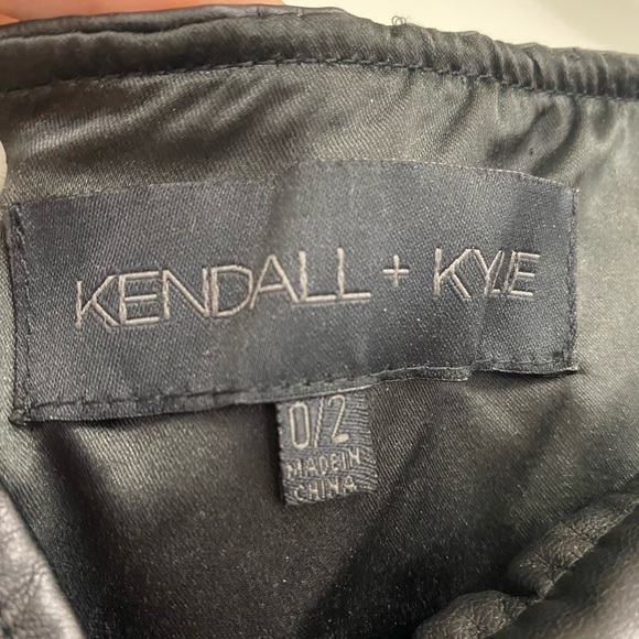 Kendall and Kylie vegan leather dress with sheer sleeves Sz 0/2. Sexy witch - Picture 3 of 5